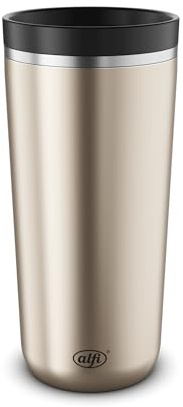 alfi ISO COFFEE MUG PRO Thermobecher 0,38 l, 6 h heiß, champagne mat | 12 h kalt, 360° Push Button Verschluss, Kaffeebecher To Go, auslaufsicher, Edelstahl-Isolierbecher für unterwegs, champagner
