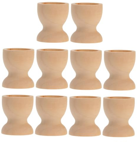 COLLBATH 20pcs Wooden Easter Egg Holders for DIY Craft Unpainted Egg Cups for Decorating and Display and Creative Play