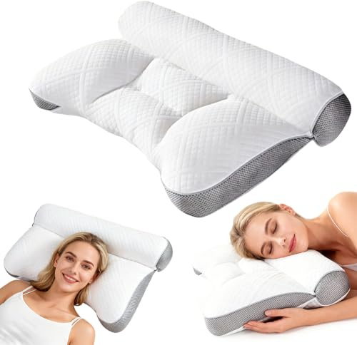 Piashow Coussin orthopédique pour l'apnée du sommeil, anti-ronflement, 60 x 40 cm, pour dormir sur le côté, le dos et le ventre, gris