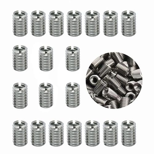 20 Stück Edelstahl Gewindeeinsatz Reduziermutter, M8*1.25 Außengewinde zu M6*1 Innengewinde 15mm Gewinde Adapter Hülse Reduziere Mutter für Reparaturzubehör Möbelprojekte Gewindreparaturwerkzeug