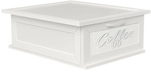PARAMAISON Portacialde in Legno | Cassetto Porta Capsule per Nespresso, Dolce Gusto o Lavazza | Organizer per Caffè, Tè e Tisane | Design Plexi Caffè Bianco