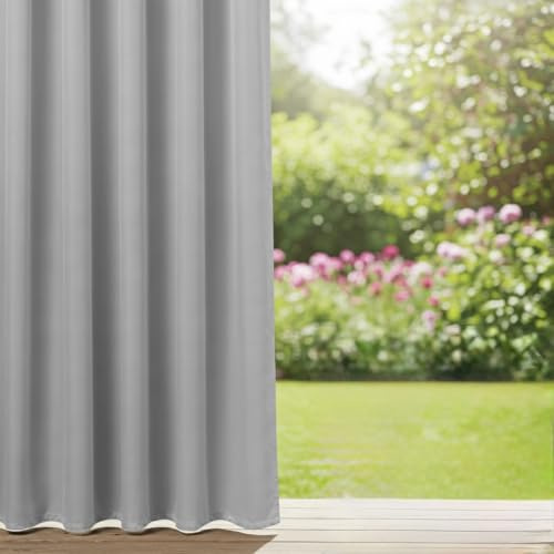 Wasserdichter Outdoor Vorhang–UV-beständig & wetterfest, blickdicht & reißfest–Balkon, Terrasse, Veranda & Garten–Outdoor Vorhänge für Sonnenschutz & Privatsphäre (Hellgrau, 275 x 170 cm (HxB))