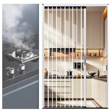 Puerta corredera plegable con cristal acrílico transparente, divisor invisible para escaleras y pasillos