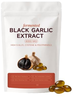 Luktfri svart vitlök 6000 mg | Fermenterat svart vitlöksextrakt | 60 st | Balansera matsmältning och tarm | Energi, antioxidanter och immunstöd | Formula för dagligt välbefinnande