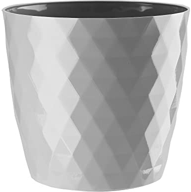 VERDENIA Cristal Blumentopf Leichter Blumenkübel Balkonblumentopf Dekorativer Topf für Pflanzen für Innen und Außenbereich Pflanztopf aus Kunststoff Runder Viele Farben 18cm Grau