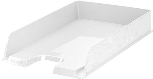 Esselte| Lot de 10x Corbeilles à courrier Europost A4 | Empilable| Rangement de Documents, Catalogues, Brochures & Magazines | Pour la Maison, Bureau| Motif Texturé | Blanc opaque| 623608