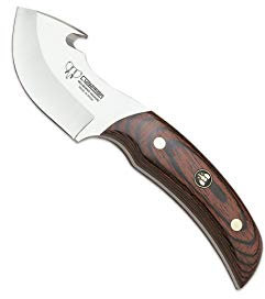 Cudeman Cuchillo 137-R hoja de acero inoxidable ACX-380 de 7,5 cm empuñadura de estamina roja de 10,5 cm para caza, pesca, supervivencia y bushcraft + Portabotellas regalo