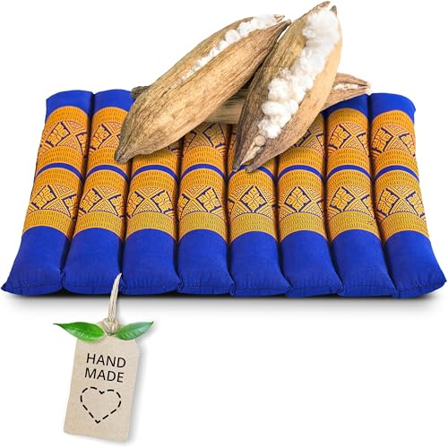 livasia Sitzkissen Stuhlauflage klein - 35x35x4,5cm - Bodenkissen gesteppt Indoor/Outdoor, Meditationskissen Yogakissen, Stuhlauflage Palettenmöbel, Steppkissen für Stuhl und Bank (Blau/Gelb)