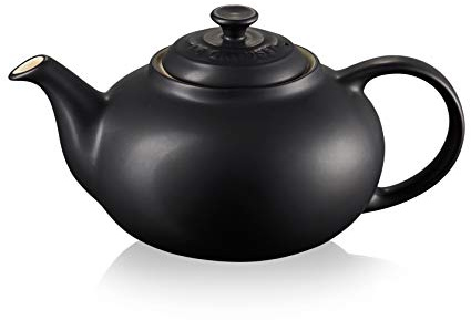 Le Creuset Klassische Teekanne aus Steinzeug, 1,3 Liter, für 3–4 Tassen, Schwarz Matt, 70702130000000