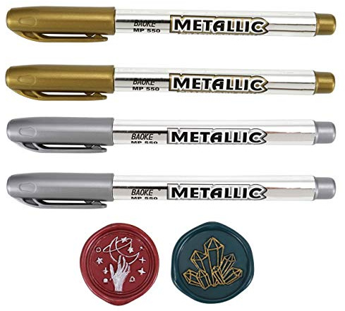 Wax Seal Pen Kit, Yoption 4 Pieces Metallic Pen for Decorating Sealing Stamp Wedding Invation Seals