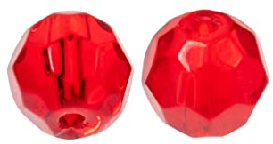 ZECK Faceted Glass Beads - 10 Glasperlen, Durchmesser/Farbe:8mm / Red