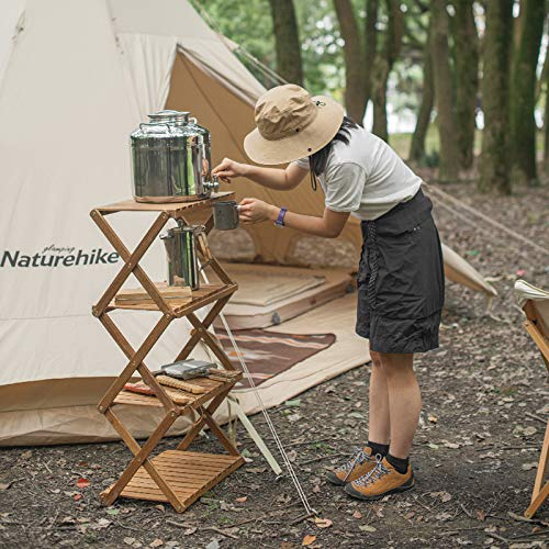 MNSSRN Außenregner mehrschichtiger Lagerregner, Camping-Falten-tragbarer Massivholz-Speichertisch faltbar Picknicktisch tragbarer Picknicktisch,B
