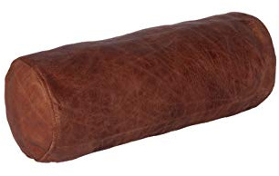 Neck Roll Pillow Cushion Cover, 18x6 Inch Full Moon Round Bolster Pillow Case, Cylinder Soft Lambskin Leather Pillowcase for Head, Spine & Neck Support During Sleep - Tan Artical Pack of 1