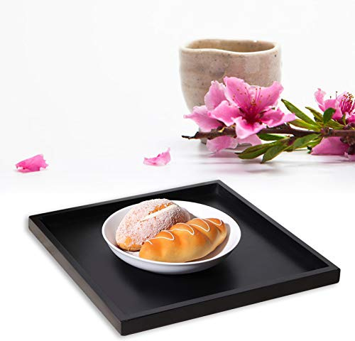 30cm Square Serving Tray, Black | Rectangle Black Serving Platter Decorative Breakfast Tray Food Tray for Breakfast Drinks Kitchen Dining Living Bathroom