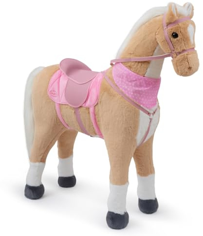 Ella & Piet® Großes XXL Stehpferd Stella mit Sattel 105 cm - Beige/Rosa - Standpferd Pferd Reitpferd