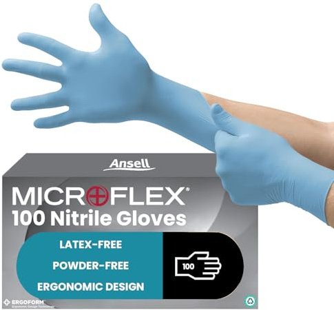 Ansell Microflex 92-134 Latexfreie Einweghandschuhe, Nitrilhandschuhe Puderfrei, Handschuhe Lebensmittelecht Blau, Untersuchungshandschuhe, Einmalhandschuhe XS (100 Stück)