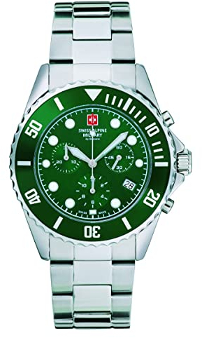 Swiss Alpine Military Herren Uhr Chronograph Analog Quarz 7053.9134SAM Edelstahl