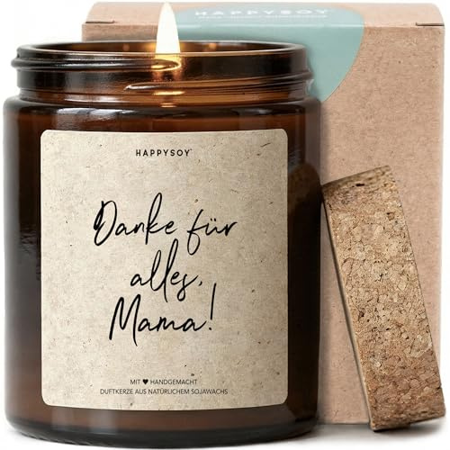 Danke für alles Mama - Duftkerze mit Spruch als Geschenk für Mama, Dankeschön & Muttertag, liebevolle Geschenkidee, Kerze im Glas mit blumigem Duft