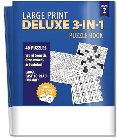 ZOCO - Large Print 3-in-1 Puzzle Books (25 Bulk Pack) - Word Search, Crossword, Sudoku Puzzles - Games for Visually Impaired, Stroke Recovery - Gifts for Homebound Seniors (Vol. 2)