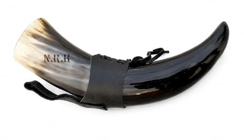 Nautical Replica Hub Viking Drinking Horn Tankard Authentic Medieval Inspired Drinking Horn with Leather Holder Rustic Vintage Home Decor Gifts