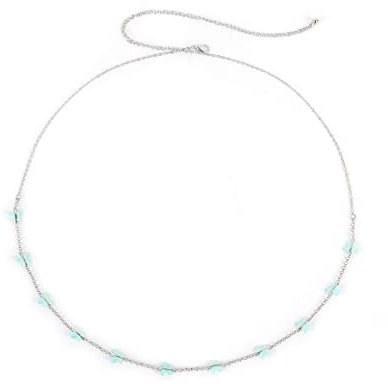 Stfery Body Chain Jewellery, Taille Kette Silber Taillenkette Minimalistischer Grüner Schmetterling Bauchkette Körperkette 90cm
