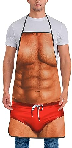 Roontin Funny Muscle Man Aprons - Creative Cooking BBQ Grilling Apron - Novelty Gifts for Men & Women