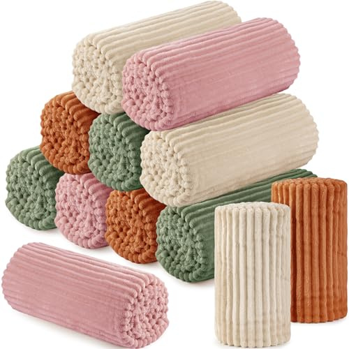 Buryeah 12 Pcs Flannel Throw Blanket Bulk 50 x 60 in Sleepover Blanket Outdoor Wedding Throw Lightweight, Oeko-tex Standard 100 Certified for Sofa Homeless Gifts (Multicolor)