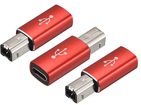 sourcing map 3 STK. USB C Buchse zu MIDI-Konverter Adapter Typ-C zu USB B Adapter Drucker Laptops Tablette Klaviere Synthesizer rot