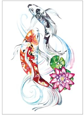 10 Bilder Koi Temporäre Tattoos Japanische Koi Temporäre Tattoos Goldfisch Temporäre Tattoos Wasserfarben Temporäre Tattoos Zum Aufkleben Fake Tattoo
