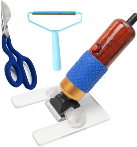 Roboraty Kit Macchina Tagliatappeti da 200 W - Set Completo per Una Toelettatura Precisa del Tappeto: Guida per Tosare, Forbici A Becco D'Anatra Blu, Rimuovi Pelucchi, Tagliacapelli per Ciuffi,Red