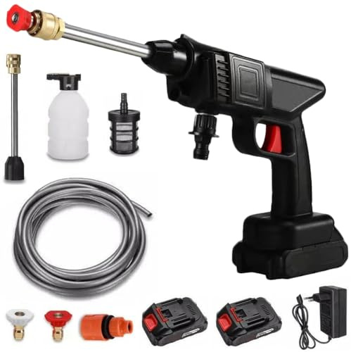 STAKMANN Idropulitrice Portatile Alta Pressione 2 Batterie 48V, Pistola Pulitrice Ricaricabile a Batteria 2 Ugelli e Regolazioni Getto, Serbatoio Acqua, Ideale per Pulire Moto, Auto, Giardino, Balcone