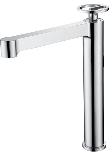 MICE Rubinetto alto per lavabo realizzato in ottone con cartuccia di chiusura in ceramica - Rubinetto monocomando a becco lungo - Rubinetteria bagno alto Cromo BDC033-3