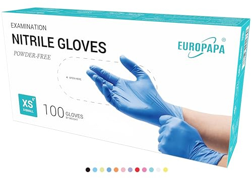 EUROPAPA® 100x Nitrilhandschuhe Box Einweghandschuhe, Einmalhandschuhe, Untersuchungshandschuhe, Nitril Handschuhe, puderfrei, ohne Latex, steril, latexfrei, disposible gloves (XS, Ocean Blau)