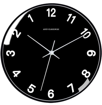 Fenteer Rückwärts Uhr Wanduhr Gegen Den Uhrzeigersinn, Wandkunst Dekoration, 30,5 cm, Dekorative Wanduhr für Zuhause, Büro, Küche, Wohnzimmer, Stil A