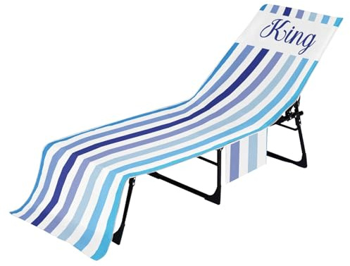 Solstolsöverdrag, strandstolsöverdrag med fickor | Randigt överdrag till fåtöljer,Mjuk och snabbtorkande uteplatsloungehandduk med sidofickor, randigt överdrag för solstolar för resor