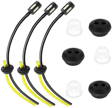 3 Pcs Petrol Strimmer Fuel Pipe, Universal Grass Trimmer Fuel Line, Fuel Filter Kit, Fuel Hose,Strimmer Fuel Pipe with Air Fuel Filter Primer Bulb for Brush Cutter Trimmer Mower Hedge Trimmer
