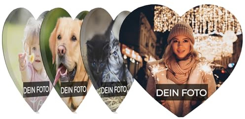 Personalisierter Foto Magnet, Kühlschrankmagnet Selbst Gestalten, Mit Foto Und Text, Acryl Material, Magnete -Set (4 Stück Fotomagnete,6.4x7cm)