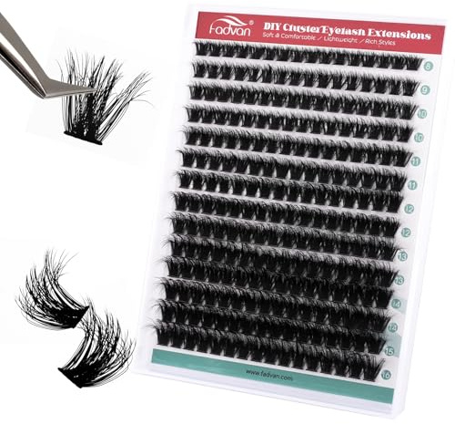 FADVAN Extension Faux Cils Cluster Lash 100D D Curl 8-16mm DIY à la Maison | Faux Cils Individuel en Soie Naturelle, 280PCS,Léger et Confortable à Porter, Facile à Appliquer DIY à la Maison