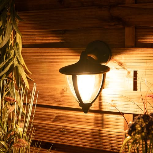 Lumiled Außenwandleuchte Vintage 230V Wandlampe Außenlampe Klassisch Wandleuchte Aluminium Schwarz Kunststoff IP44 Wasserdicht für E27 Leuchtmittel Outdoor Außen Garten Retro Gartenlampe