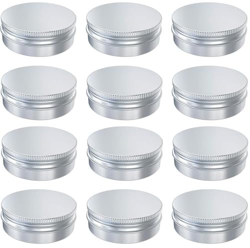 JEYORZY Pots en Aluminium, Boite Metal, Contenant Voyage, 15 ml Contenants Cosmétiques Vides, Pots de Voyage Rondes, Argenté pour Bougies, Maquillage