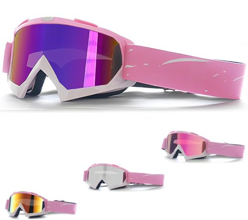 DONGZQAN Lunettes de ski pour femme - Roses - Lunettes de ski pour femme - Unisexe - Lunettes de ski OTG avec rembourrage en mousse - Convient pour les sports de plein air