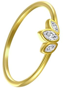 Epinki Echt Schmuck Trauringe 14K Gelbgold Au585, Blatt Bandringe 585 Gold Antragsring mit Moissanit Marquiseschliff für Damen, Gr.48 (15.3)