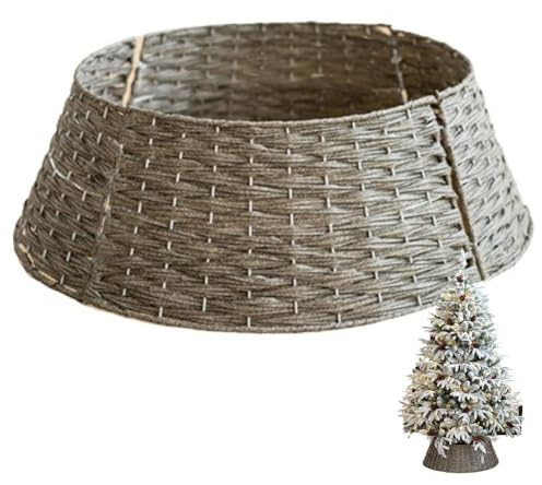 Haowul Weiden-weihnachtsbaumrock, 60 cm, Festliche Weihnachtsständerabdeckung, Traditionelle Dekoration, Rattankorbabdeckung, Ordentliche Dekoration, Perfekt Für Den Innenbereich