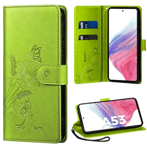 Thorhülle Handyhülle für Samsung Galaxy A53 5G Hülle, für Galaxy A53 5G Hülle PU Lederhülle Tasche Flip Case Kartensteckplätzen Schutzhülle Klapphülle Kompatibel mit Samsung A53 5G Hülle, Grasgrün