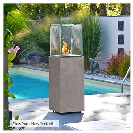 L'Héritier Du Temps Chauffage Extérieur Néocube-O Actuel Patio Acier et Verre Cheminée Gaz Braséro Terrasse 42,8x42,8x143,1cm