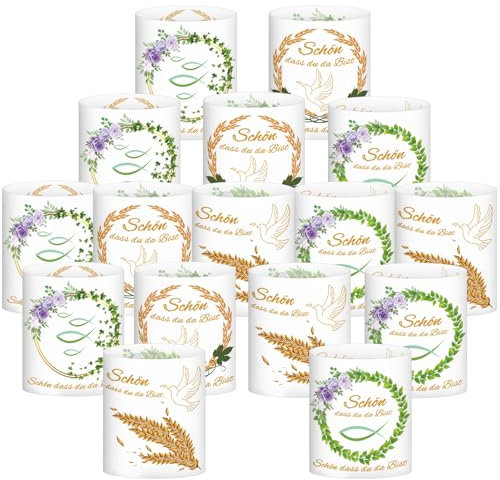 Waziwe 16 Lanterne da Tavolo - Decorazione per Cresima, Battesimo, Comunione con Candela