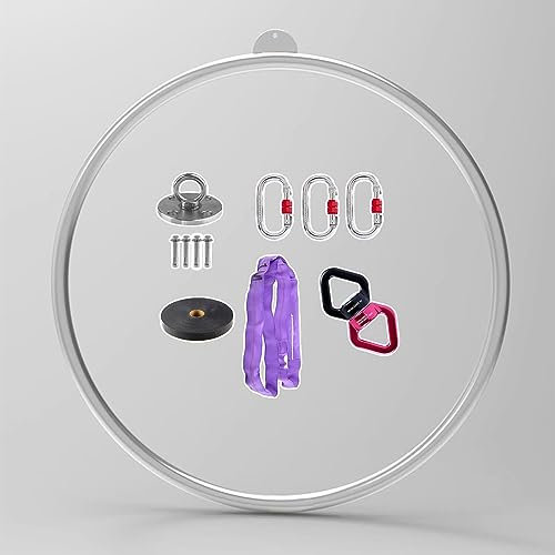 WJFTODAY Aerial Hoop 80/85/90/95/100 cm Aerial Ring, Edelstahl Hoop für Tanzzirkus, Suspe80/85/90/95/100 cm Aerial Ring, Edelstahl Hoop für Tanzzirkus, Suspension Training Kit Single Point Aerial Rig