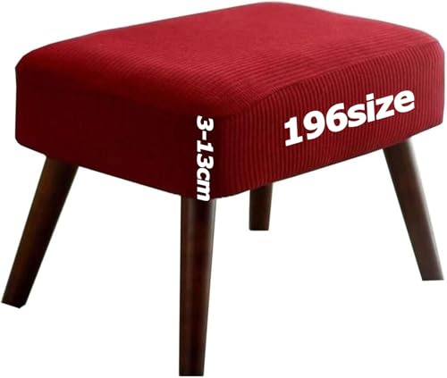 Ottomane Bezug Quadratisch Hocker überzug Hockerbezug Ottoman Cover Fußbank Schonbezug Stretch Fußhocker Husse Beschützer Jacquard Sitzhocker mit Elastic Bottom Rund Rechteckig Anpassbar(Rot,40 x 50 c