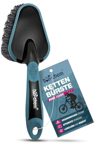 bio-chem Kettenbürste Detail-Reinigungsbürste Fahrrad 15x5cm | Nylonborsten, Gummischutz und Anti-Rutsch-Griff für Kettenblatt, Naben, Gabel & Schaltung