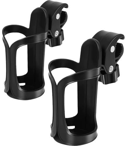 2 Stück Getränkehalter für Kinderwagen 360 Grad Rotation Schwarz